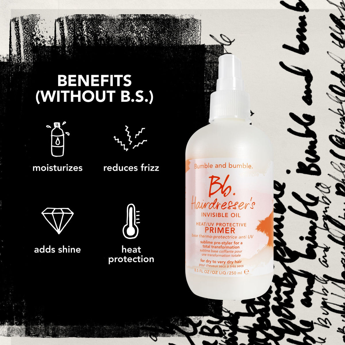 Hairdresser's Invisible Oil Heat/UV Protective Primer for Dry. Frizzy Hair