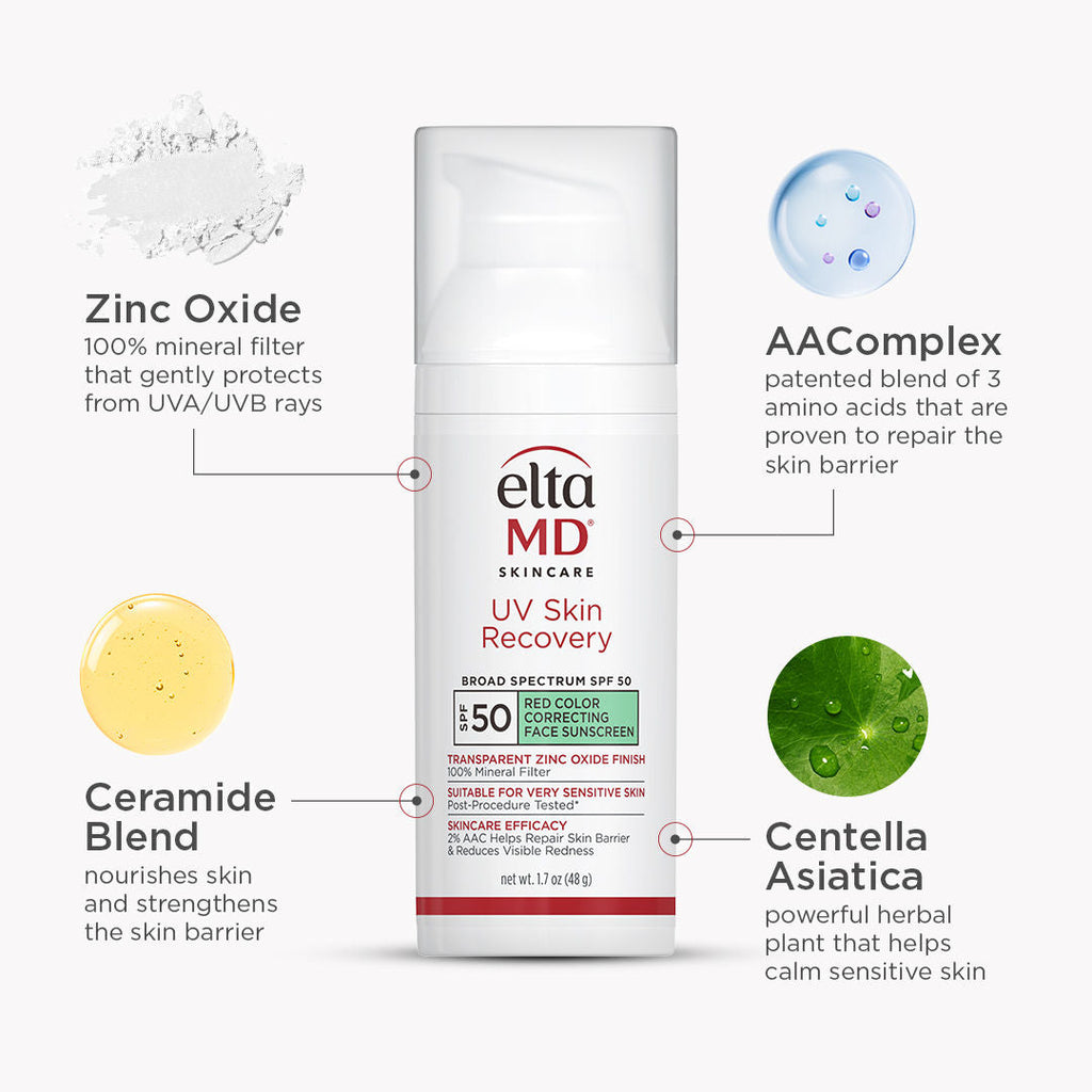 UV Skin Recovery Red Color Correcting Green Tint Broad Spectrum SPF 50