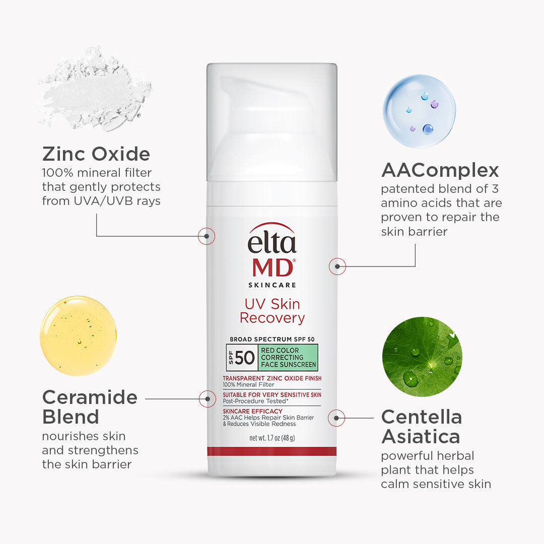 UV Skin Recovery Red Color Correcting Green Tint Broad Spectrum SPF 50