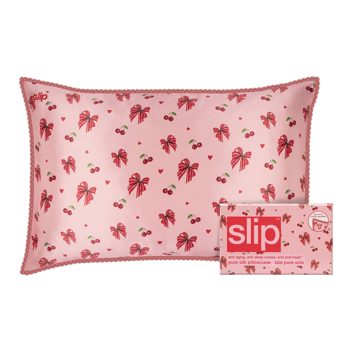 Pure Silk Queen Pillowcase with Lace Trim (Limited Edition)